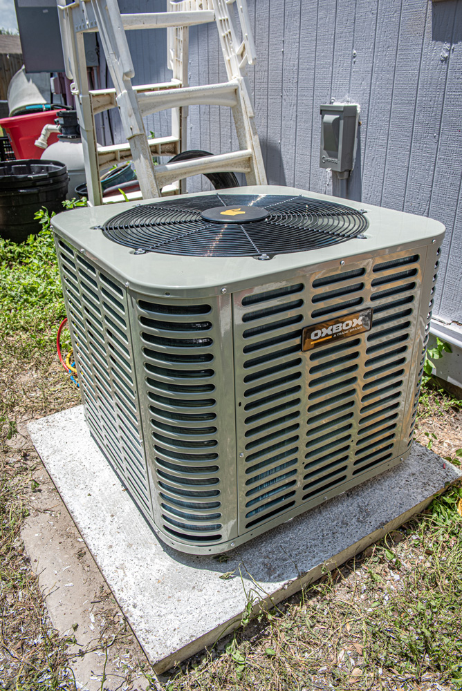 a brand new Oxbox unit AC installation for a residential AC service in Corpus Christi
